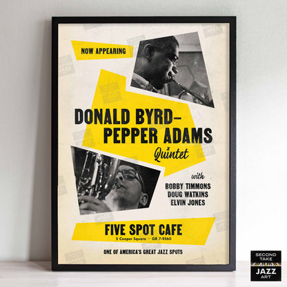 Donald Byrd - Pepper Adams jazz poster - Five Spot Cafe - 1958