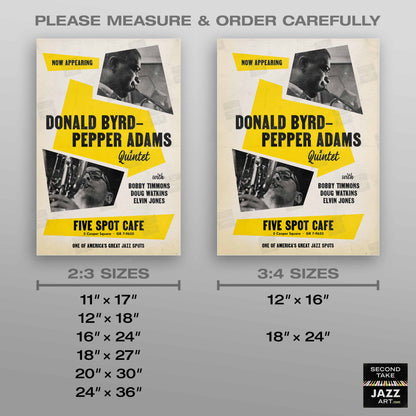 Donald Byrd - Pepper Adams jazz poster - Five Spot Cafe - 1958