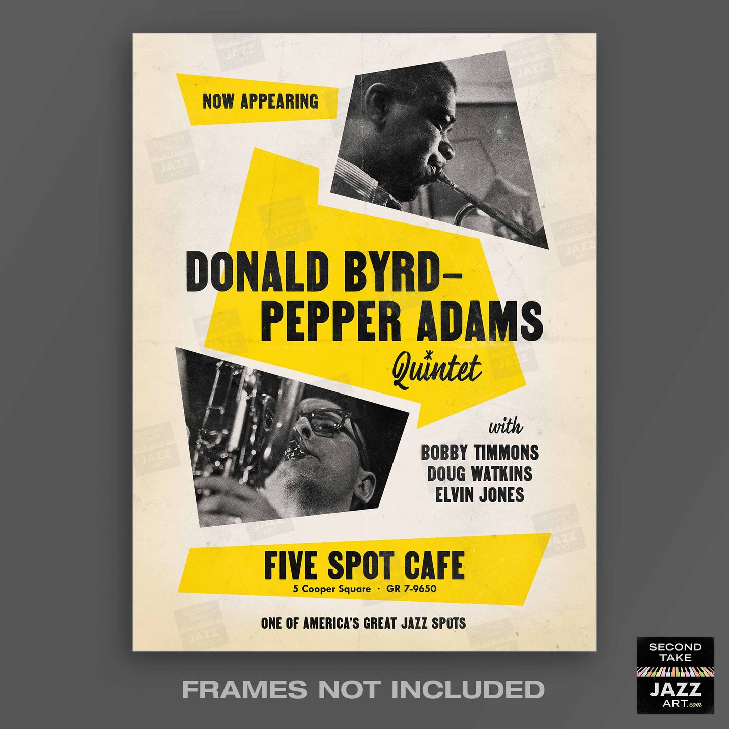Donald Byrd - Pepper Adams jazz poster - Five Spot Cafe - 1958