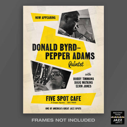 Donald Byrd - Pepper Adams jazz poster - Five Spot Cafe - 1958