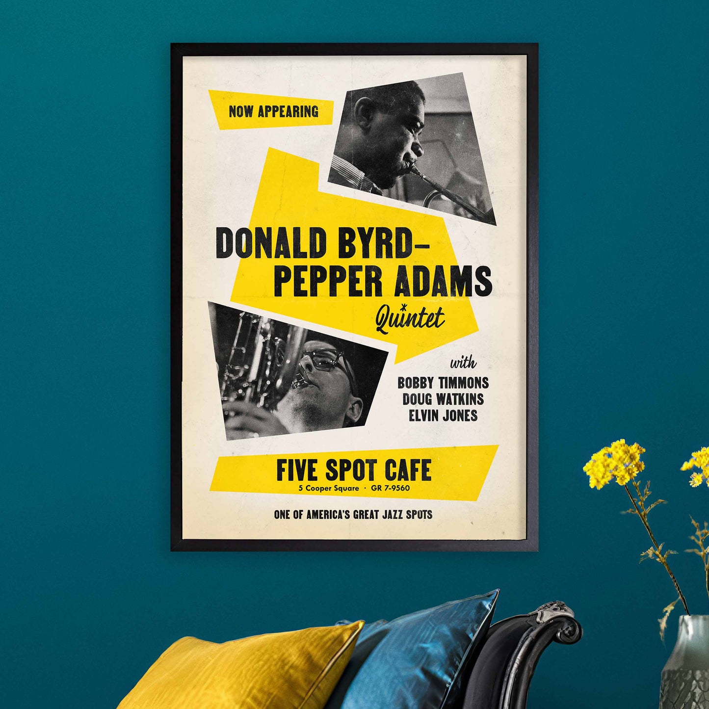 Donald Byrd - Pepper Adams jazz poster - Five Spot Cafe - 1958