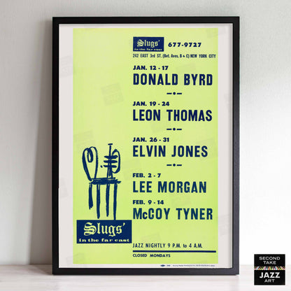 Donald Byrd - Lee Morgan - Elvin Jones jazz poster - Slugs' Saloon - 1971