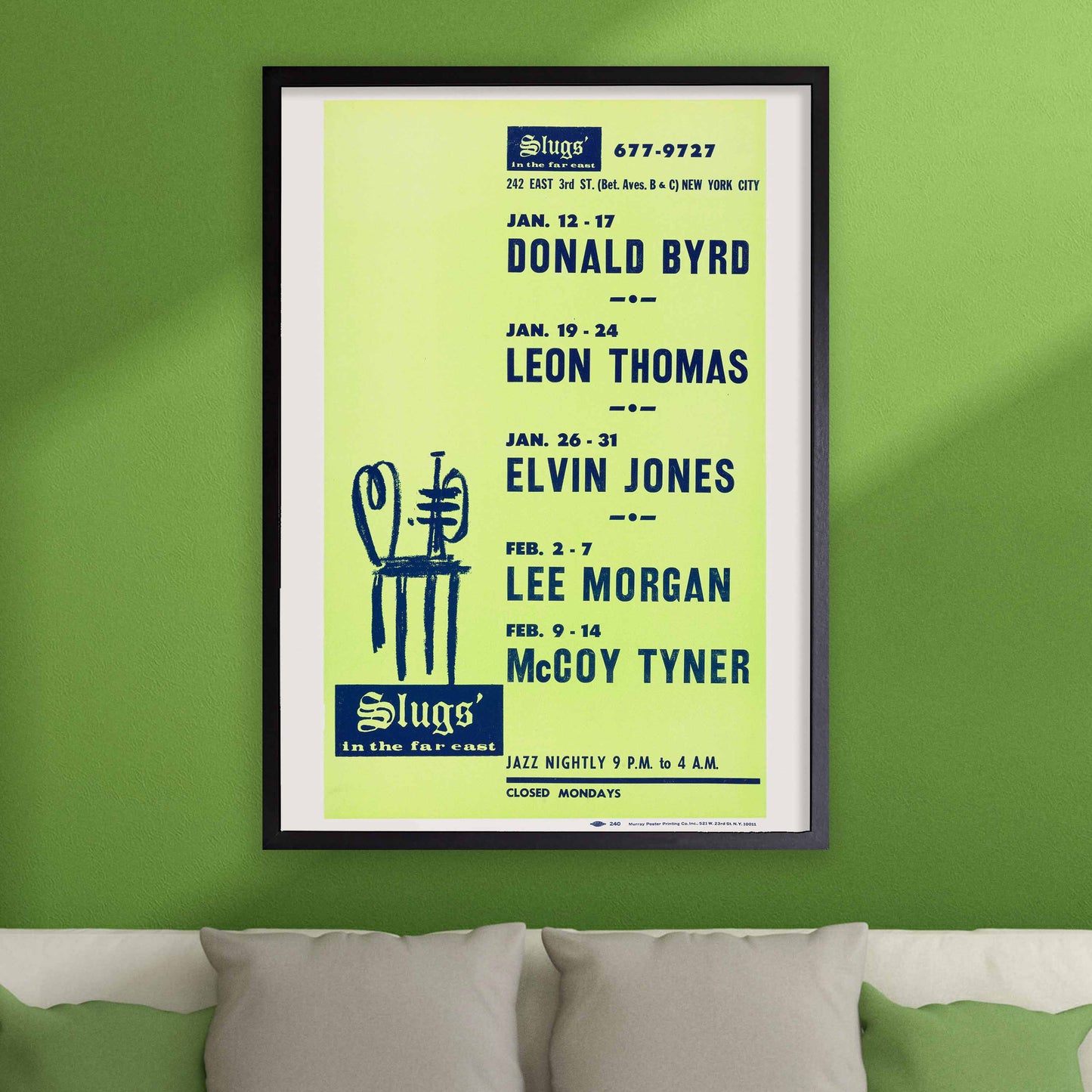 Donald Byrd - Lee Morgan - Elvin Jones jazz poster - Slugs' Saloon - 1971