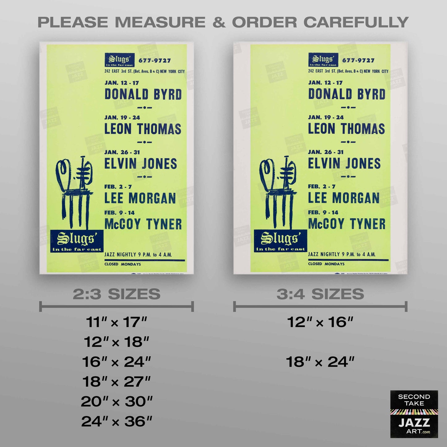 Donald Byrd - Lee Morgan - Elvin Jones jazz poster - Slugs' Saloon - 1971