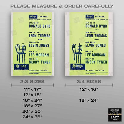 Donald Byrd - Lee Morgan - Elvin Jones jazz poster - Slugs' Saloon - 1971