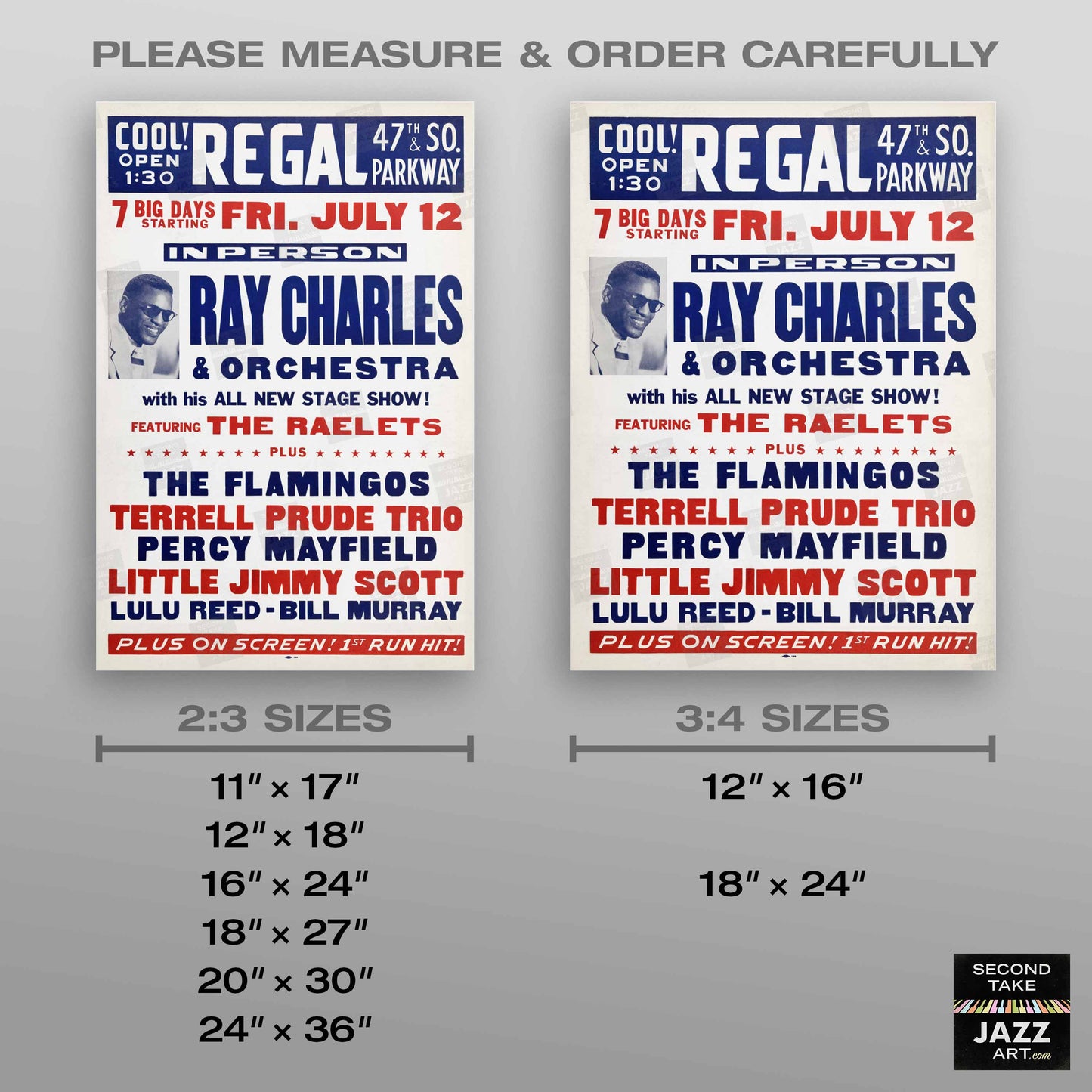 Ray Charles - Little Jimmy Scott jazz poster - Regal - Chicago - 1963