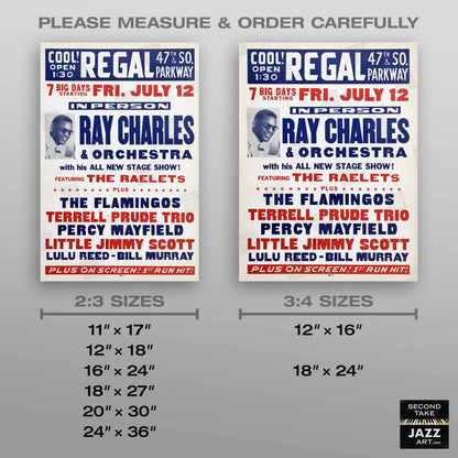 Ray Charles - Little Jimmy Scott jazz poster - Regal - Chicago - 1963