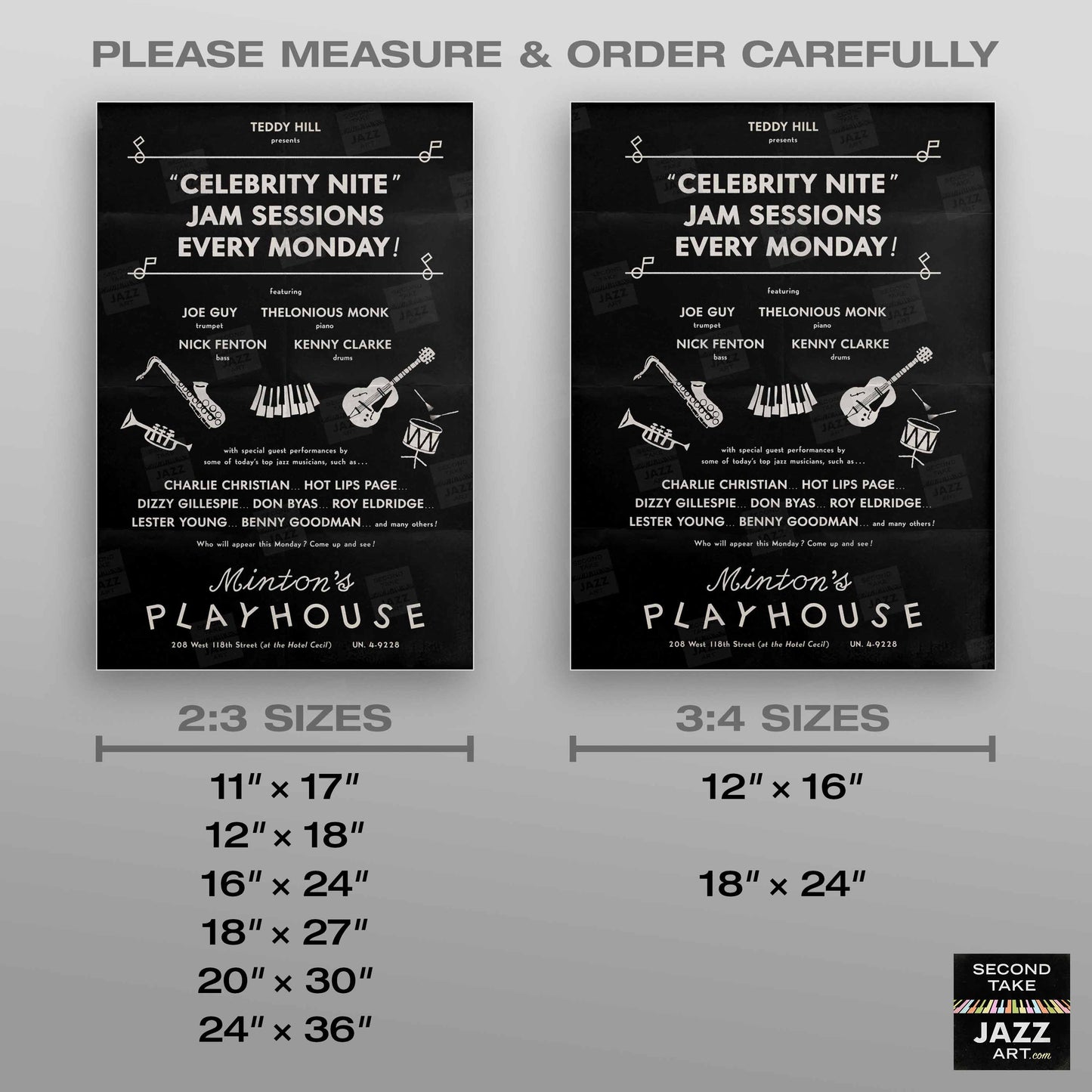 Charlie Christian - Kenny Clarke - Thelonious Monk jazz poster - Minton's Playhouse - 1941
