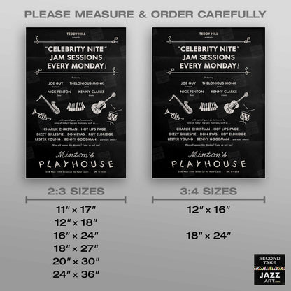 Charlie Christian - Kenny Clarke - Thelonious Monk jazz poster - Minton's Playhouse - 1941