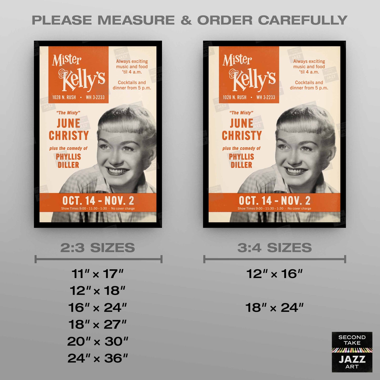 June Christy jazz poster - Mister Kelly's - Chicago - 1958