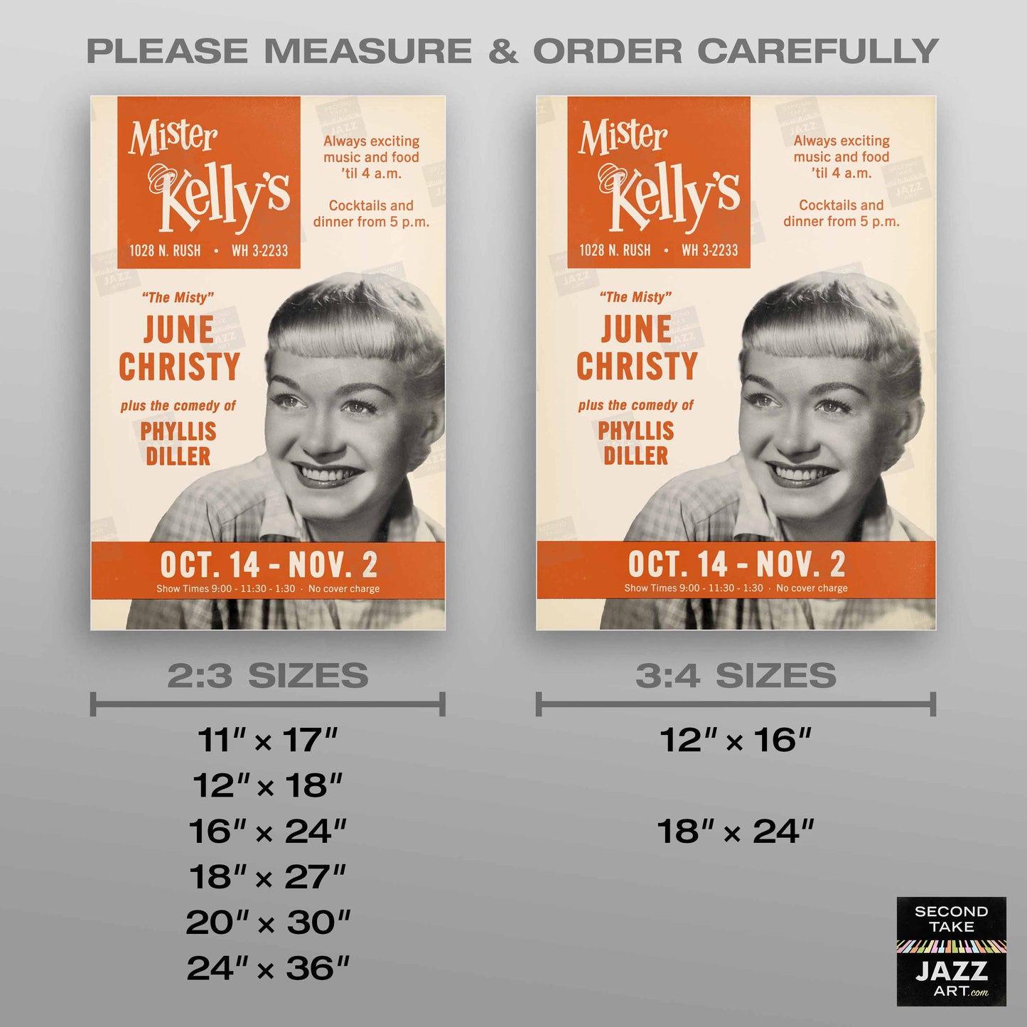 June Christy jazz poster - Mister Kelly's - Chicago - 1958