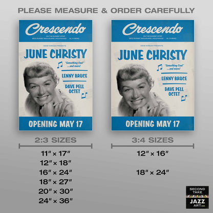June Christy - Dave Pell Octet - jazz poster - At the Crescendo - Hollywood - 1957
