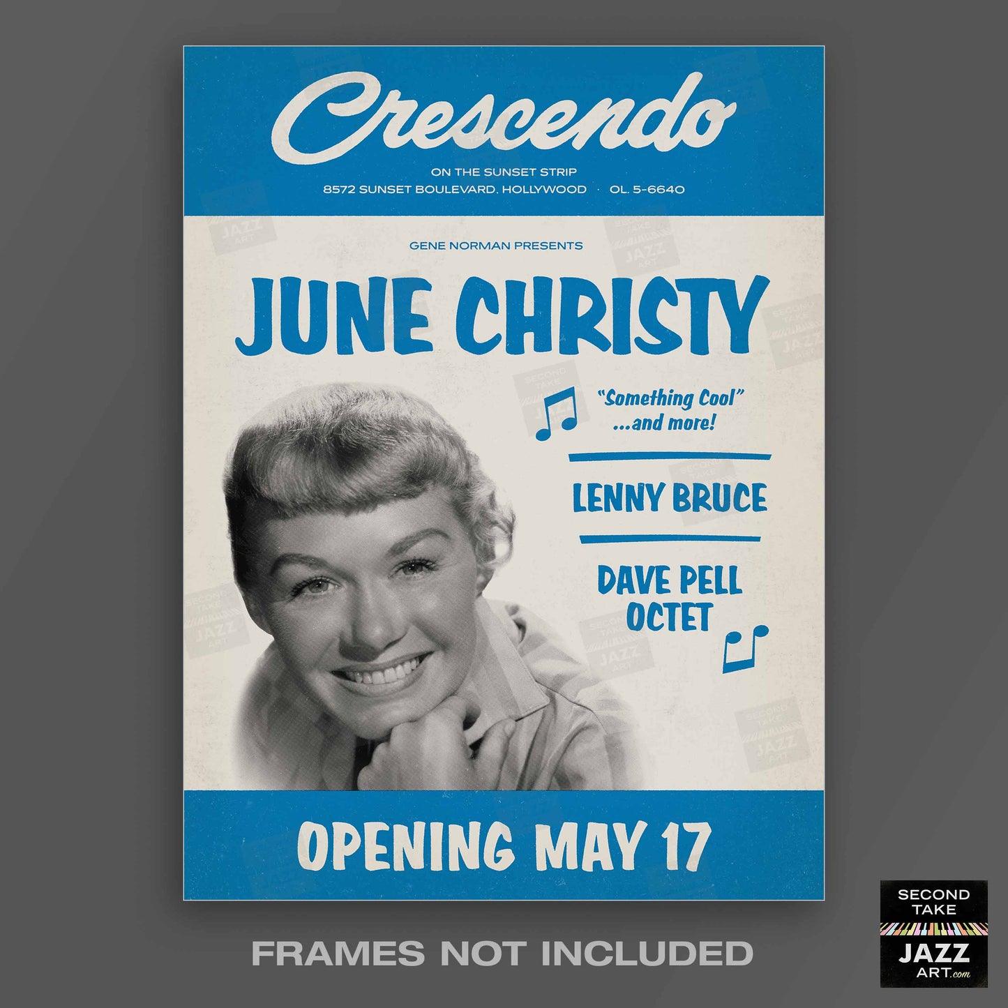 June Christy - Dave Pell Octet - jazz poster - At the Crescendo - Hollywood - 1957