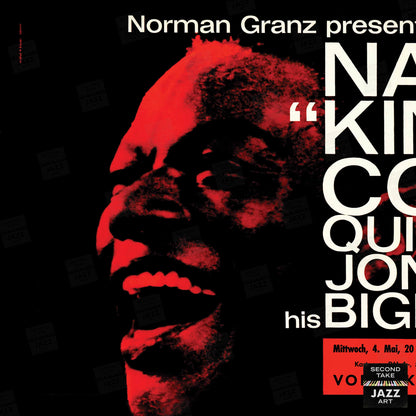 Nat King Cole - Quincy Jones Big Band jazz poster - Essen - 1960 (red variant)