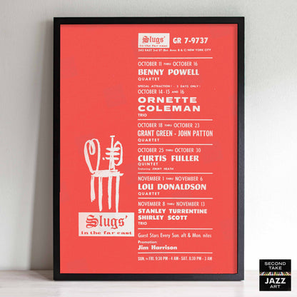 Ornette Coleman - Grant Green - Lou Donaldson jazz poster - Slugs' Saloon - 1966