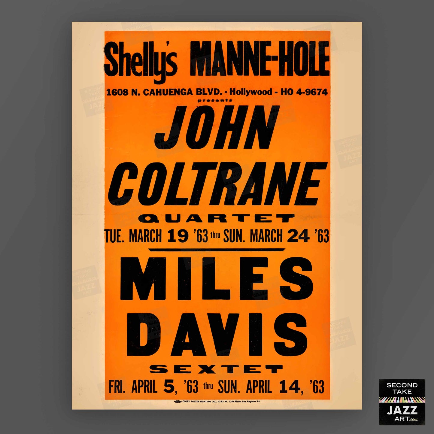 John Coltrane - Miles Davis jazz poster - Shelly's Manne-Hole - 1963