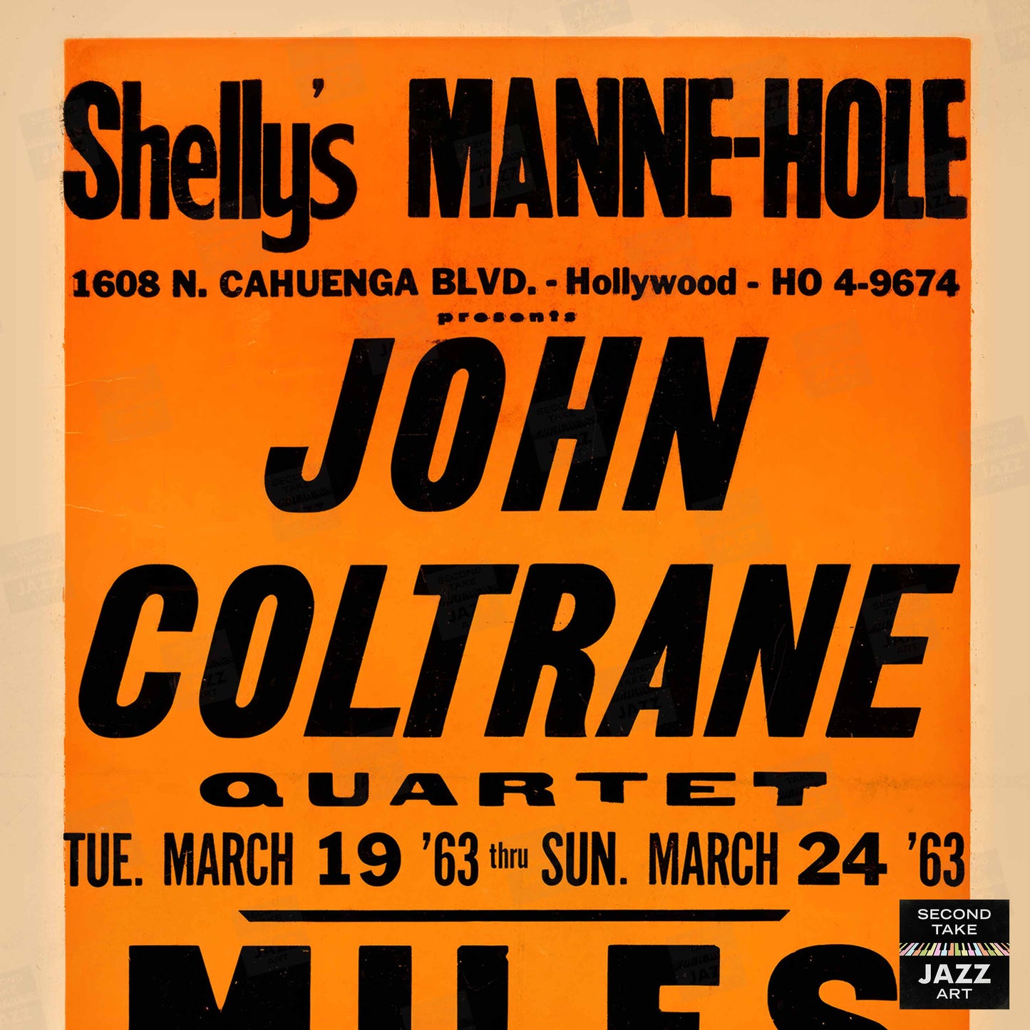 John Coltrane - Miles Davis jazz poster - Shelly's Manne-Hole - 1963