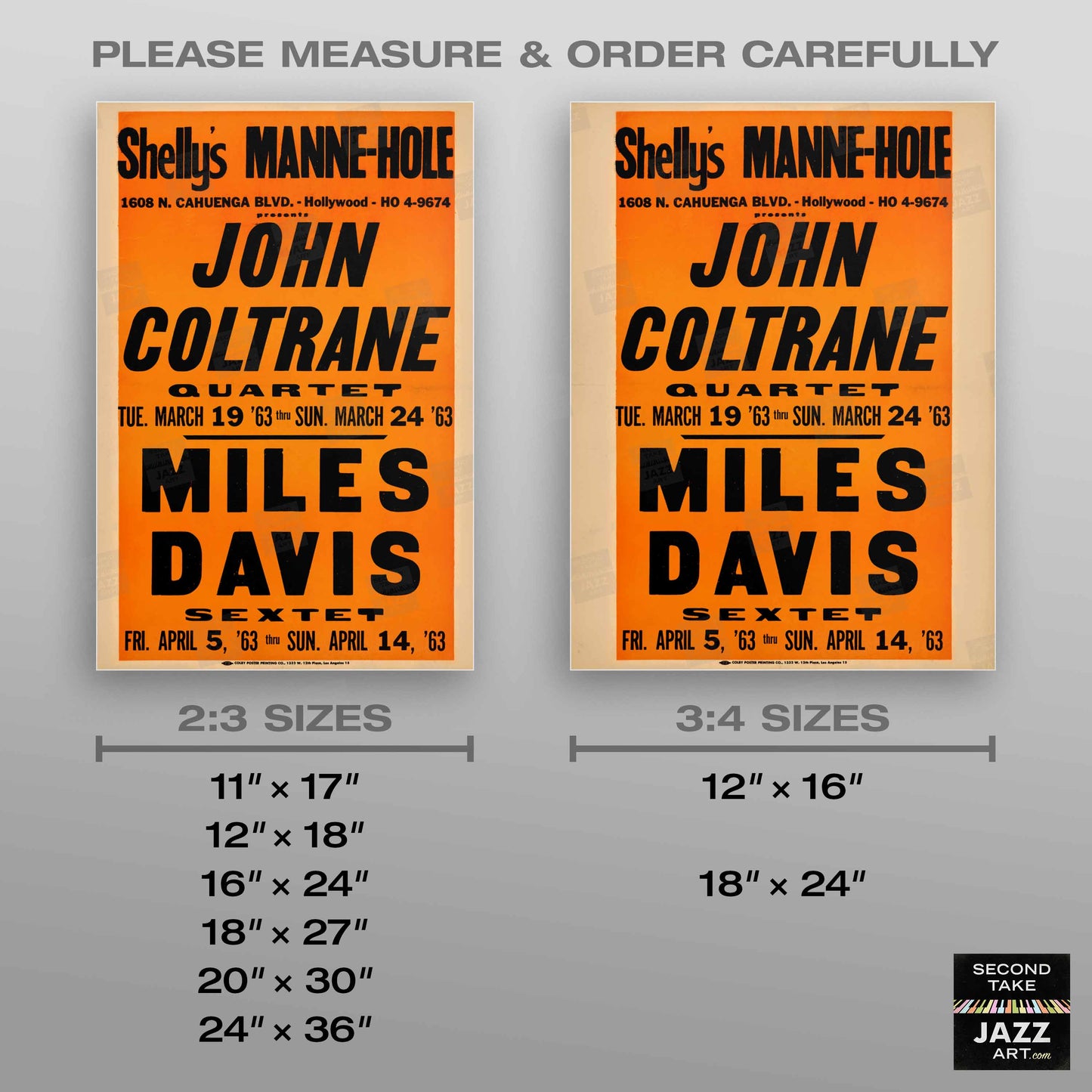 John Coltrane - Miles Davis jazz poster - Shelly's Manne-Hole - 1963