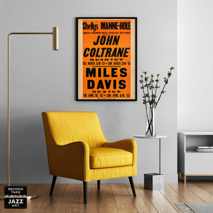 John Coltrane - Miles Davis jazz poster - Shelly's Manne-Hole - 1963