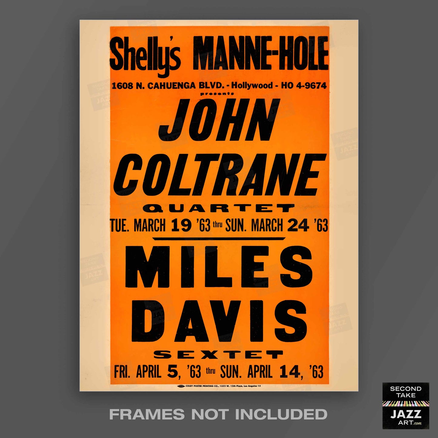 John Coltrane - Miles Davis jazz poster - Shelly's Manne-Hole - 1963