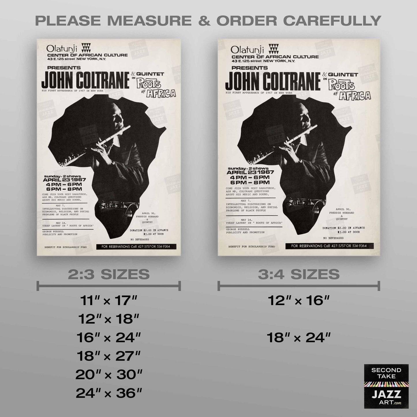 John Coltrane jazz poster - Olatunji Center - 1967