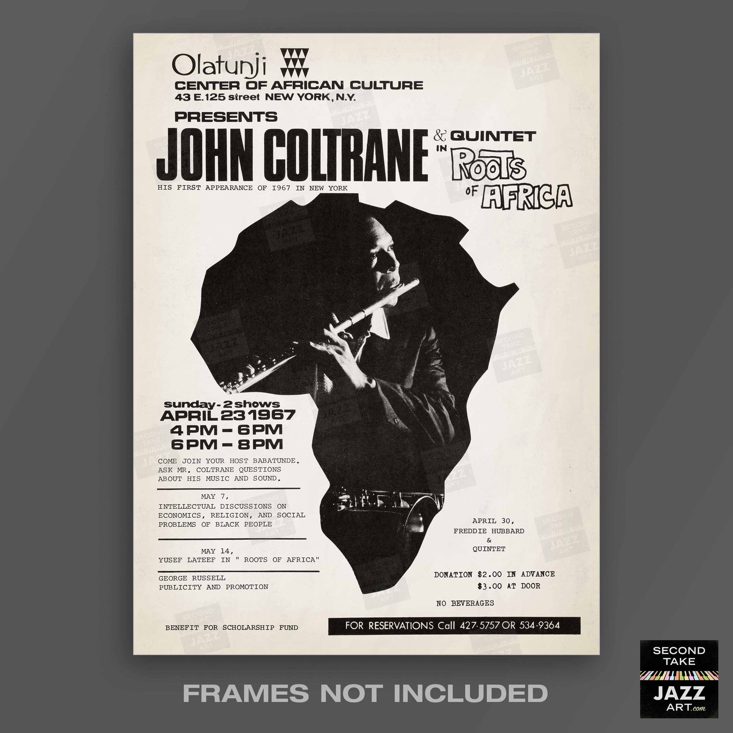 John Coltrane jazz poster - Olatunji Center - 1967