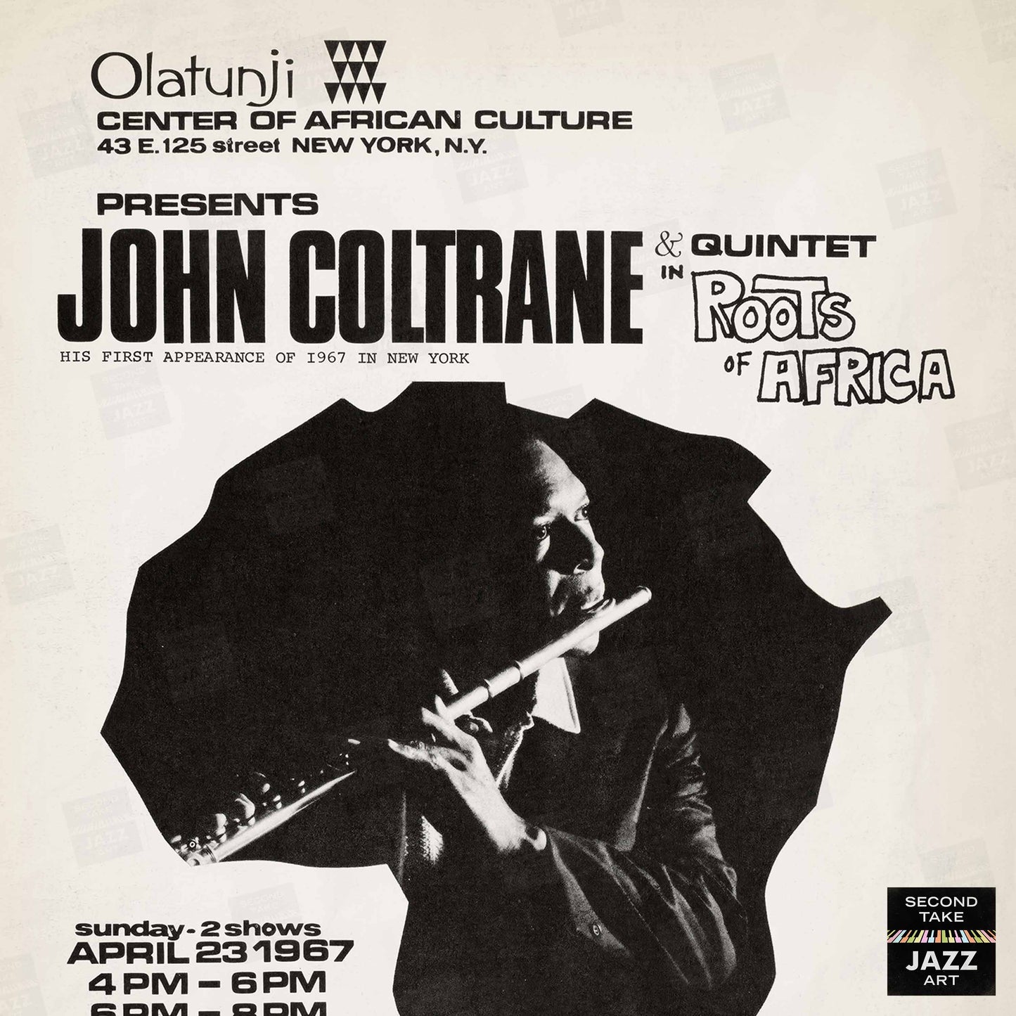 John Coltrane jazz poster - Olatunji Center - 1967