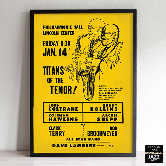 John Coltrane - Sonny Rollins jazz poster - Titans of the Tenor A - Philharmonic Hall - 1966