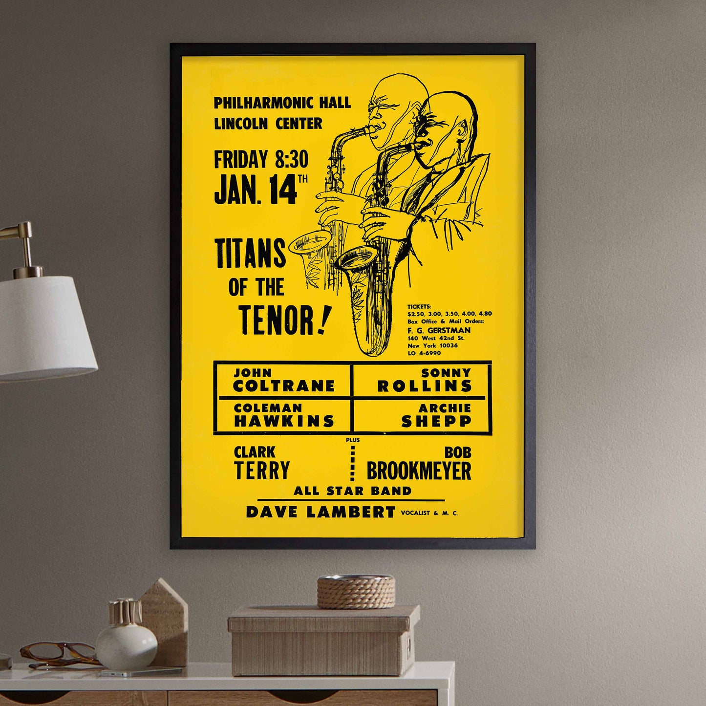 John Coltrane - Sonny Rollins jazz poster - Titans of the Tenor A - Philharmonic Hall - 1966