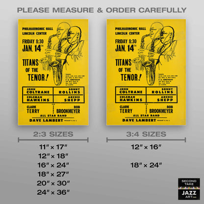 John Coltrane - Sonny Rollins jazz poster - Titans of the Tenor A - Philharmonic Hall - 1966