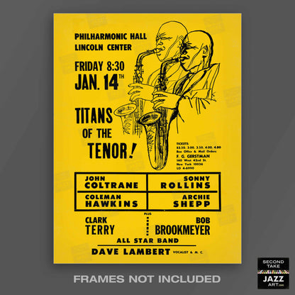 John Coltrane - Sonny Rollins jazz poster - Titans of the Tenor A - Philharmonic Hall - 1966