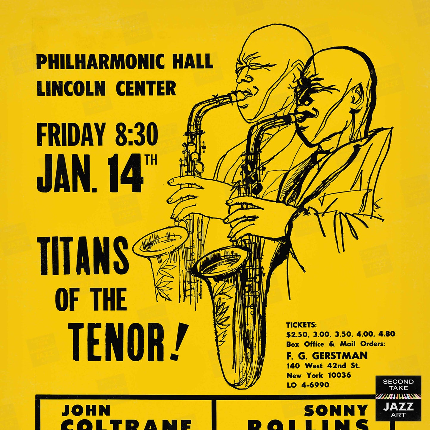 John Coltrane - Sonny Rollins jazz poster - Titans of the Tenor A - Philharmonic Hall - 1966