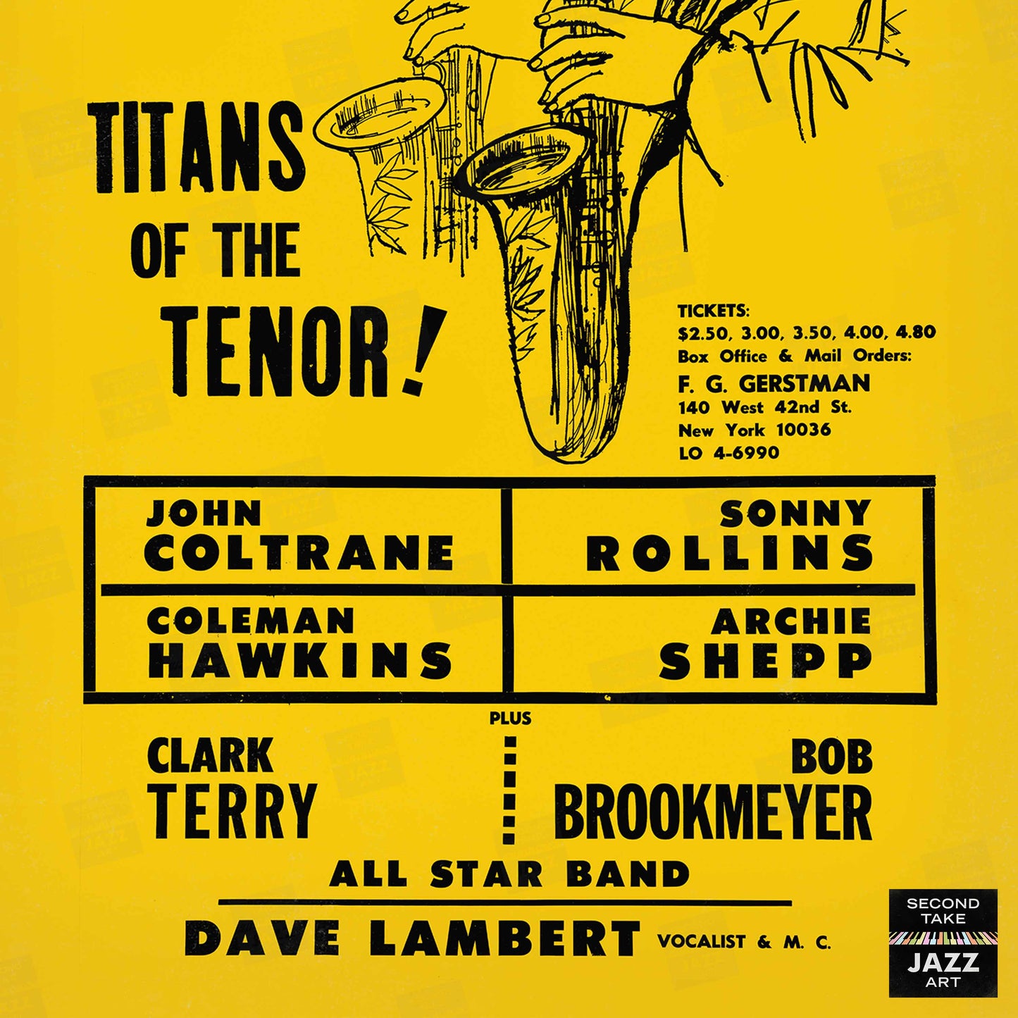 John Coltrane - Sonny Rollins jazz poster - Titans of the Tenor A - Philharmonic Hall - 1966