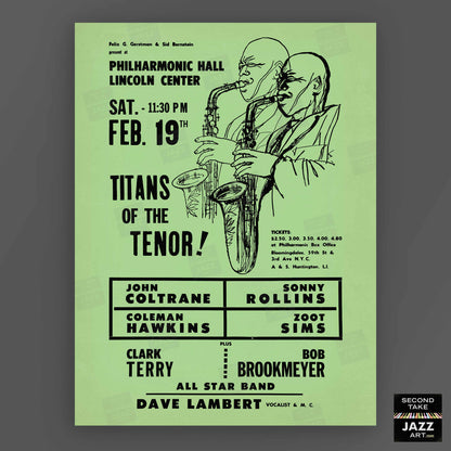 John Coltrane - Sonny Rollins jazz poster - Titans of the Tenor B - Philharmonic Hall - 1966