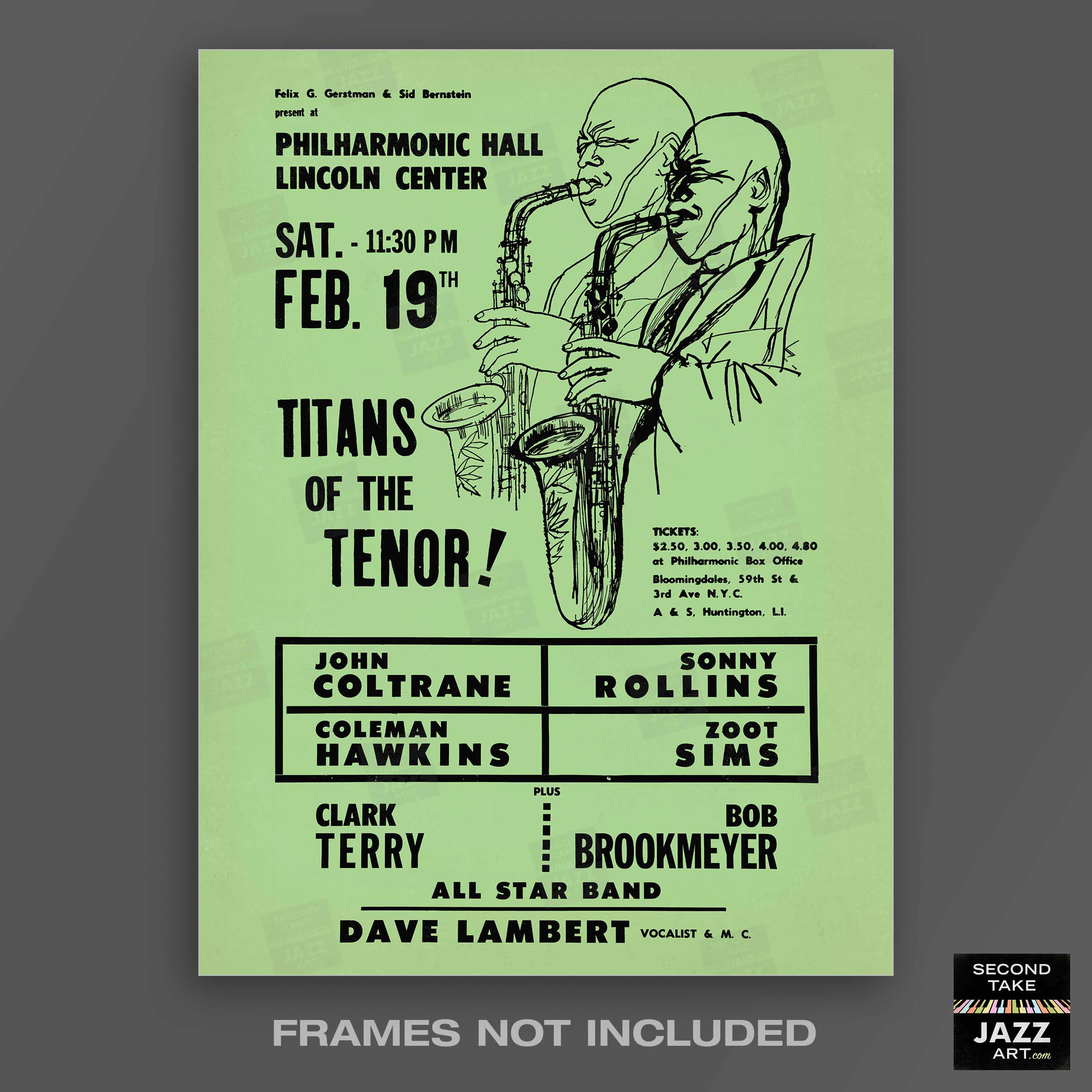 John Coltrane - Sonny Rollins jazz poster - Titans of the Tenor B