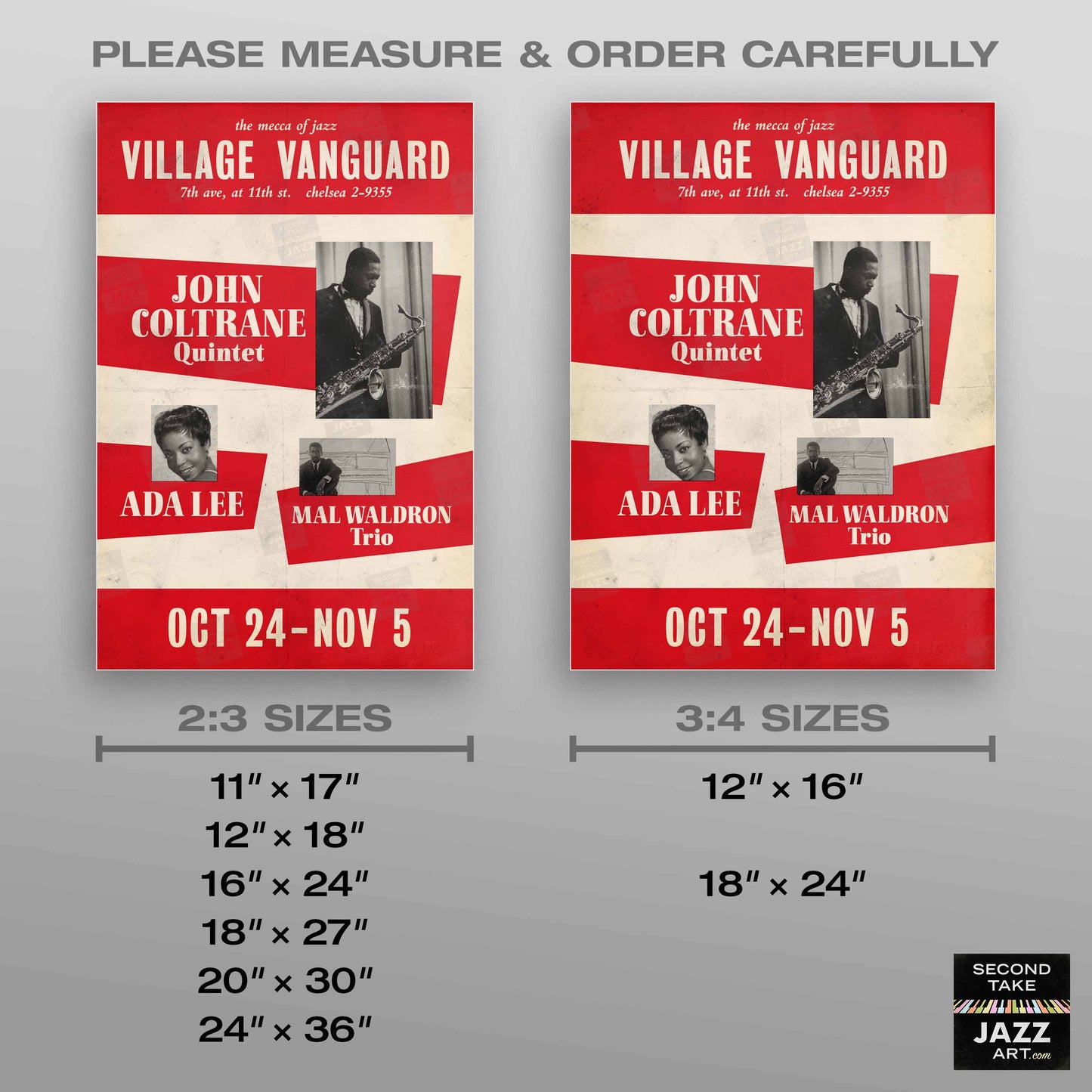 John Coltrane - Eric Dolphy jazz poster - Village Vanguard - 1961