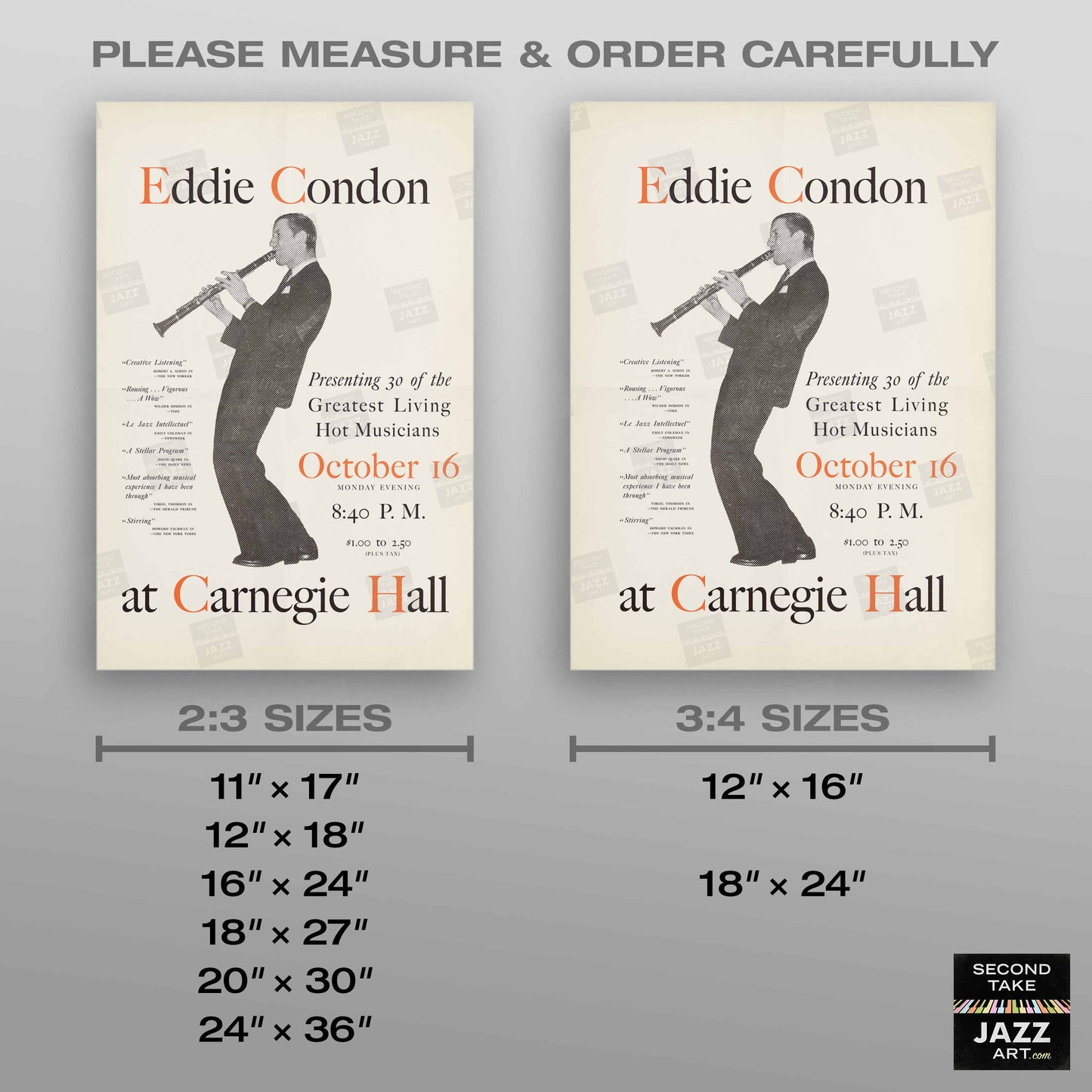 Eddie Condon jazz poster - At Carnegie Hall - 1944