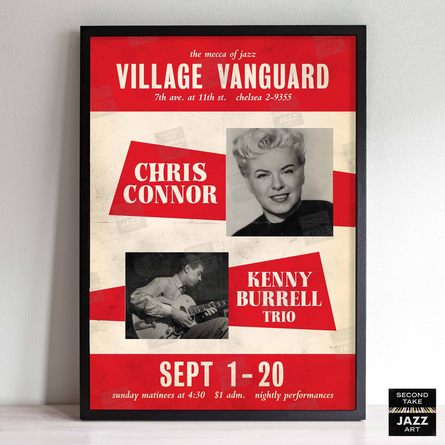 Chris Connor - Kenny Burrell jazz poster - In Person - A Night at the Vanguard - 1959