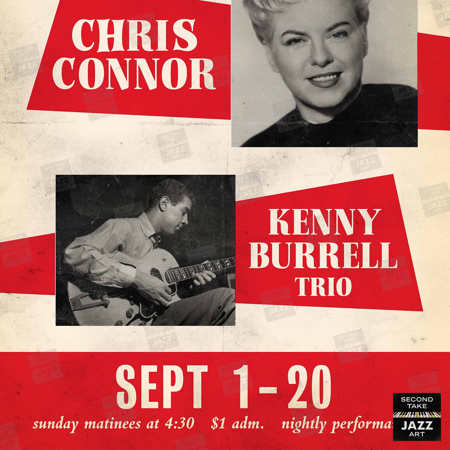 Chris Connor - Kenny Burrell jazz poster - In Person - A Night at the Vanguard - 1959