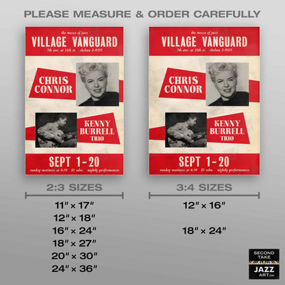 Chris Connor - Kenny Burrell jazz poster - In Person - A Night at the Vanguard - 1959