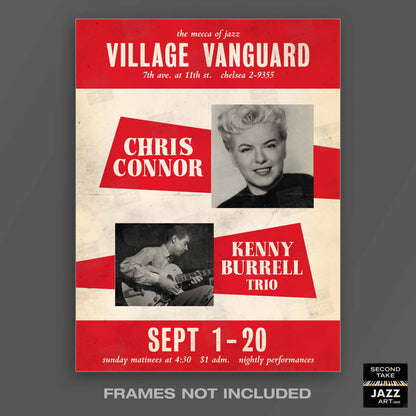 Chris Connor - Kenny Burrell jazz poster - In Person - A Night at the Vanguard - 1959