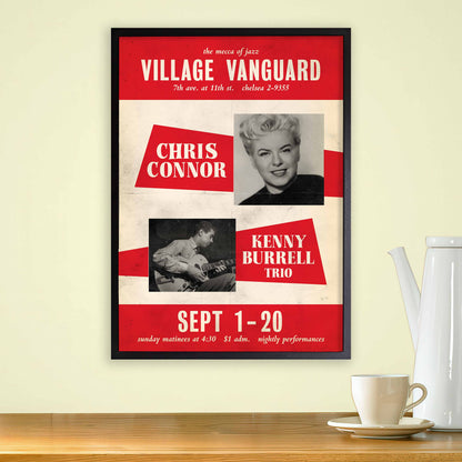 Chris Connor - Kenny Burrell jazz poster - In Person - A Night at the Vanguard - 1959