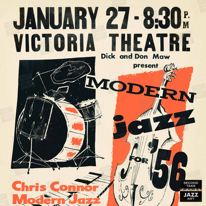 Chris Connor - MJQ - Don Shirley - Herbie Mann jazz poster - Modern Jazz - 1956