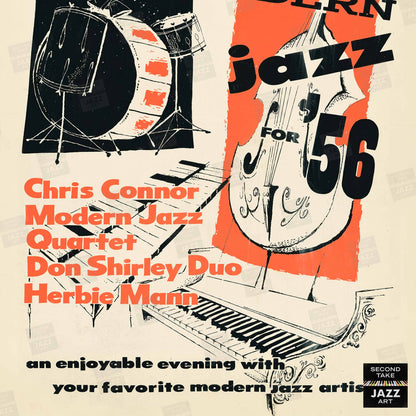 Chris Connor - MJQ - Don Shirley - Herbie Mann jazz poster - Modern Jazz - 1956