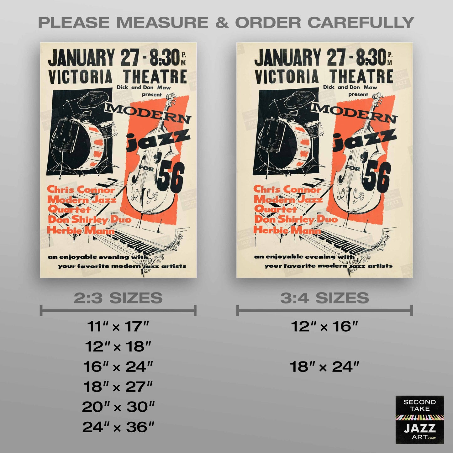 Chris Connor - MJQ - Don Shirley - Herbie Mann jazz poster - Modern Jazz - 1956