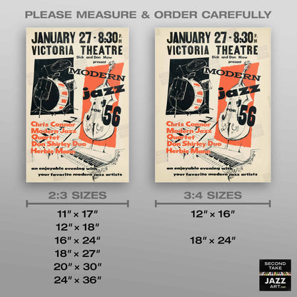 Chris Connor - MJQ - Don Shirley - Herbie Mann jazz poster - Modern Jazz - 1956