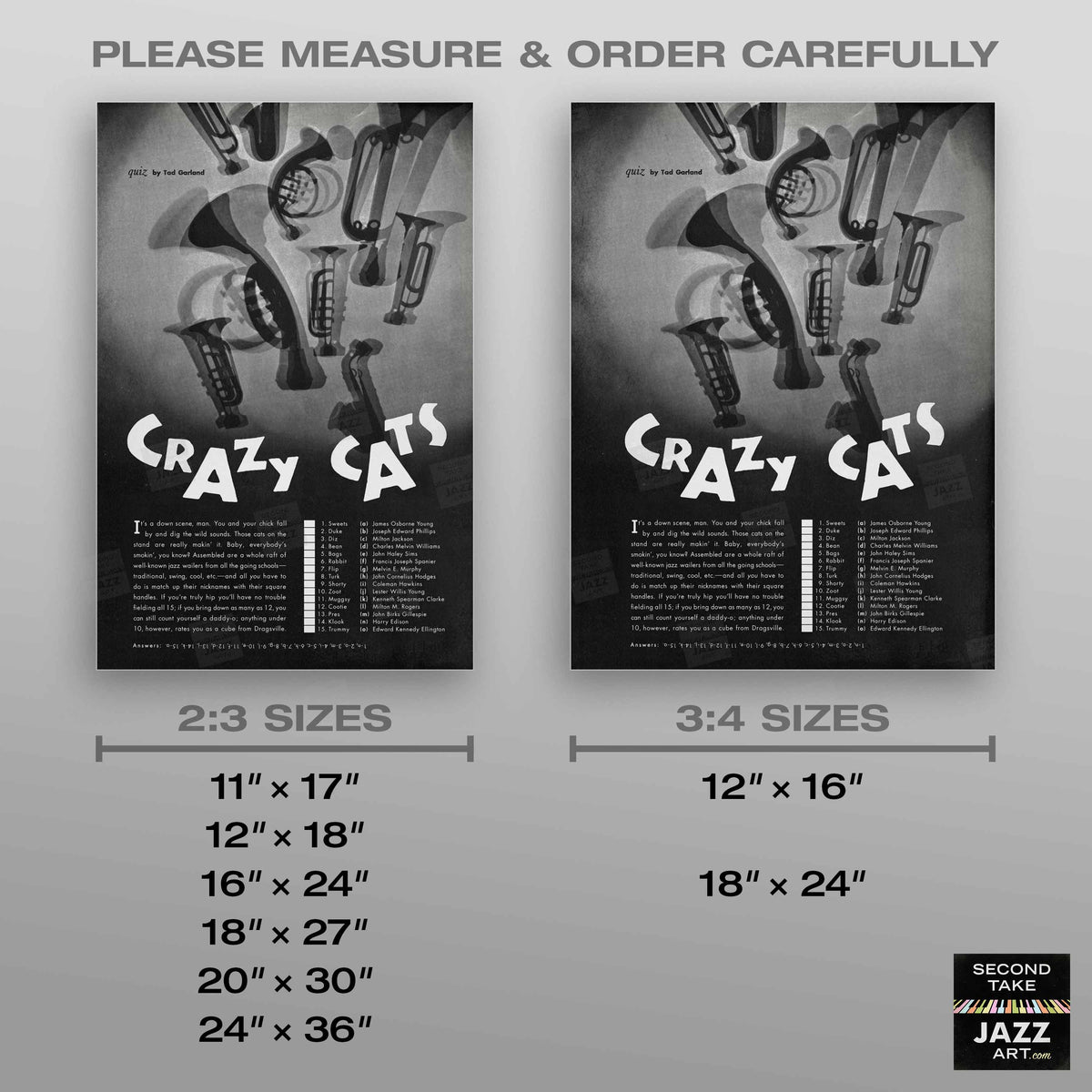 Crazy Cats Jazz Quiz poster - 1957 (black variant)
