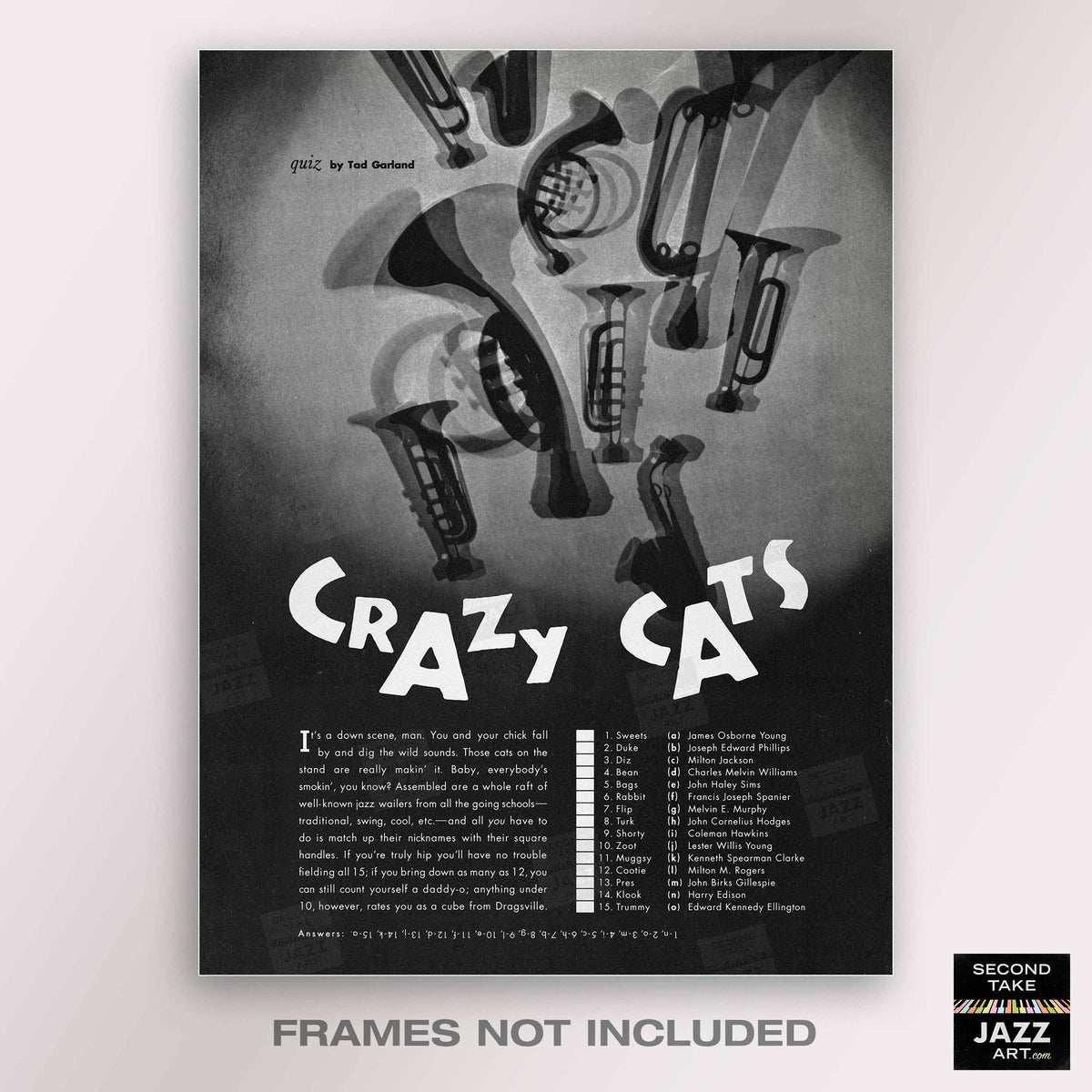 Crazy Cats Jazz Quiz poster - 1957 (black variant)