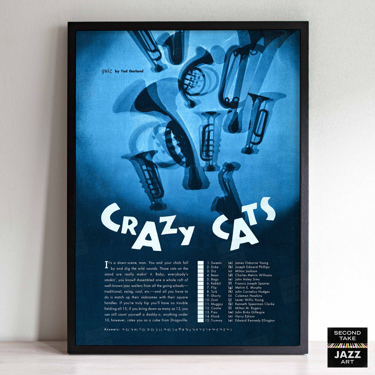 Crazy Cats Jazz Quiz poster - 1957 (blue variant)