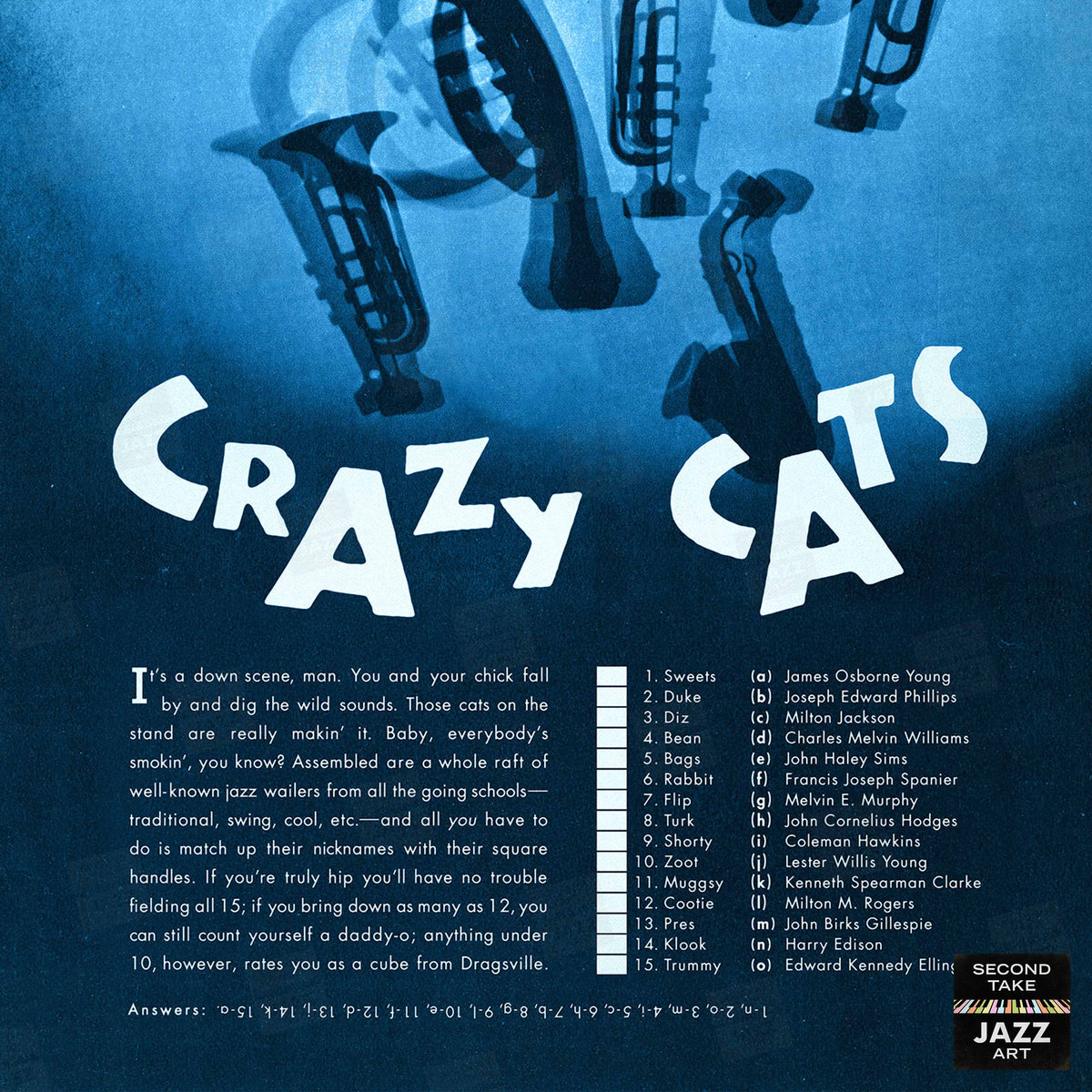 Crazy Cats Jazz Quiz poster - 1957 (blue variant)